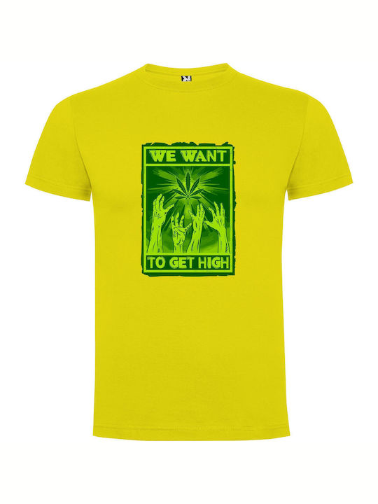 iLovePrints High On Ganja T-shirt Yellow