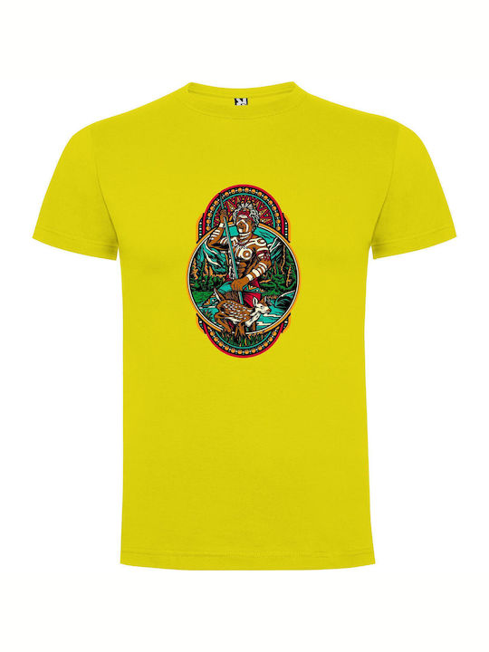 iLovePrints Warrior Art Deco T-shirt Yellow