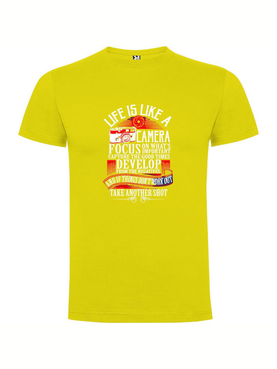 iLovePrints Life Through The Lens Tricou Galben