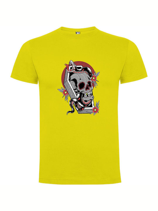 iLovePrints Metallic Memento Mori T-shirt Yellow