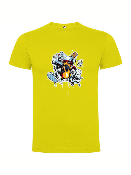 iLovePrints Robo Graffiti Gangsta T-shirt Yellow