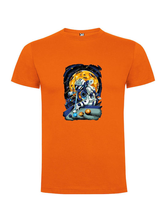 iLovePrints Lunar Retro Robot Pool T-shirt Orange