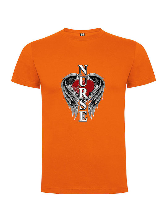 iLovePrints Nurse With Wings T-shirt Orange