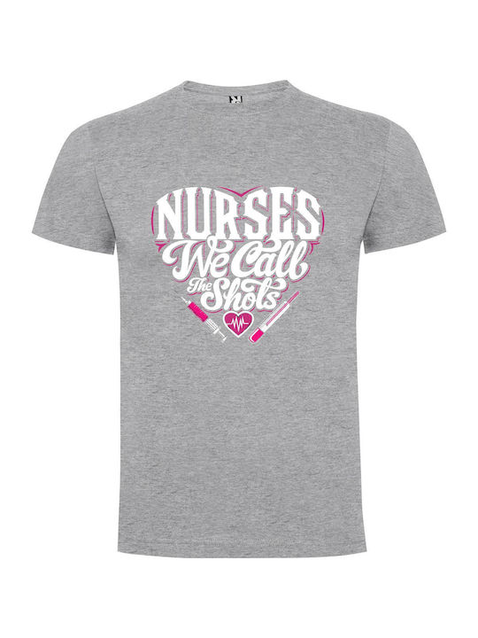 iLovePrints Shot-calling Nurse Fashion T-shirt Gray