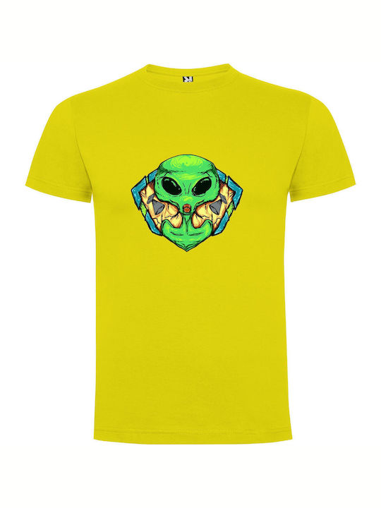 iLovePrints Green Alien Gazetteer T-shirt Yellow