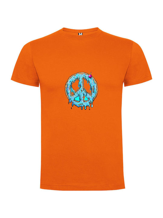 iLovePrints Donut Peace Sign Fever T-shirt Orange