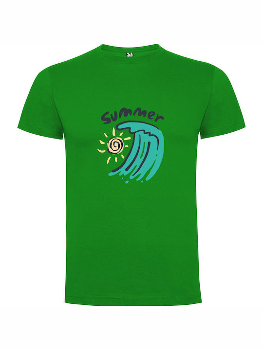 iLovePrints Snail Wave: Summer Vibes T-shirt Green