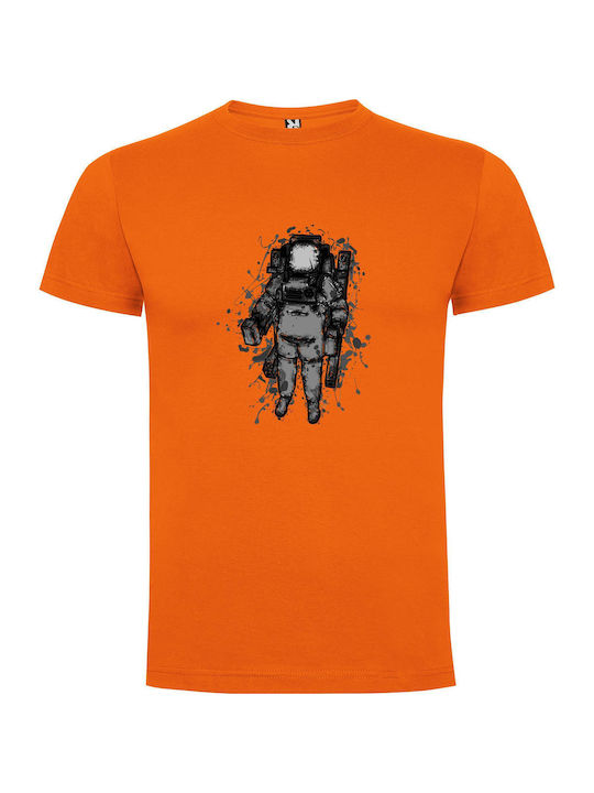 iLovePrints Liminal Astronaut Drawing T-shirt Orange