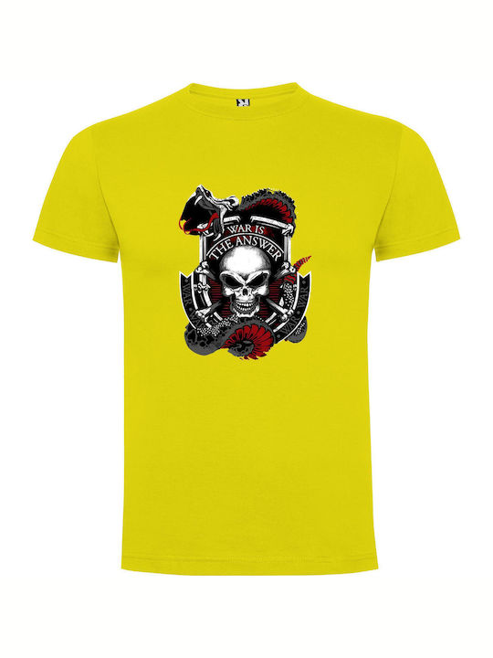 iLovePrints Spike War Skulls T-shirt Κίτρινο