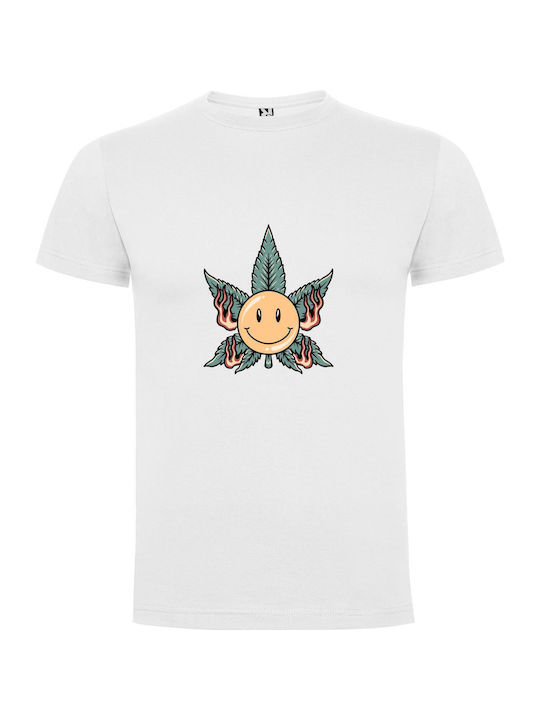 iLovePrints Trippy Leaf Smiles T-shirt White