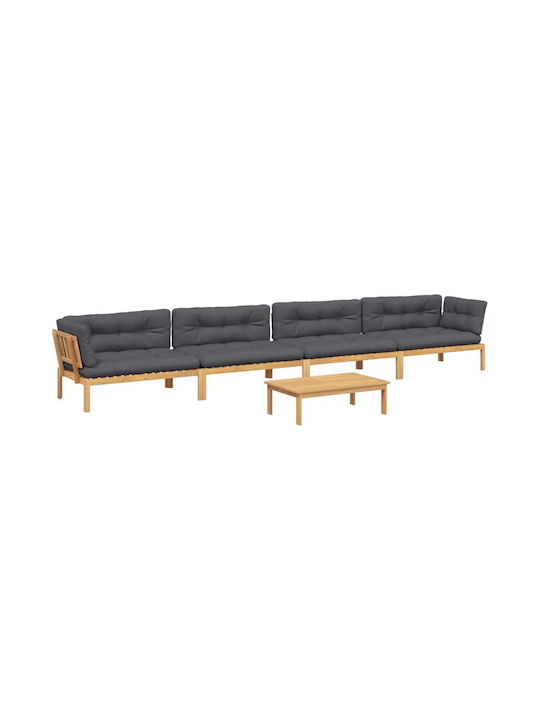 Set Cameră De Zi Pentru Exterior 5 Piese Maro Cu Perne