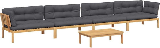 Garten- und Outdoor-Möbelsets Wohnzimmer Typsatz 5 Stück Braun mit Kissen Garten- und Outdoor-Möbelsets Wohnzimmer Typsatz 5 Stück Braun mit Kissen