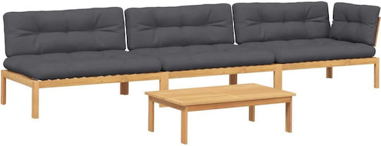 Garten- und Outdoor-Möbelsets Wohnzimmer Typsatz 4 Stück Braun mit Kissen Garten- und Outdoor-Möbelsets Wohnzimmer Typsatz 4 Stück Braun mit Kissen