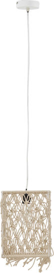 Inart Natural Pendant Light Beige Boho with Rope for Socket E27 30x22x110cm