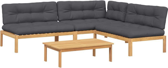 Garten- und Outdoor-Möbelsets Wohnzimmer Typsatz 4 Stück Braun mit Kissen Garten- und Outdoor-Möbelsets Wohnzimmer Typsatz 4 Stück Braun mit Kissen