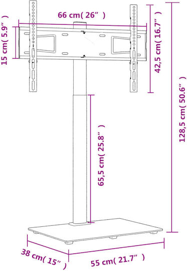 vidaXL 379565 TV Mount Floor with Arm up to 65" Black