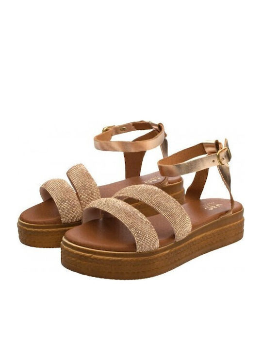 Women's Flat Sandals Flatforms in Gold Color