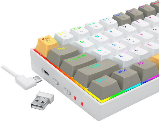 Redragon Draconic PRO K530 Drahtlos Gaming Mechanische Tastatur mit Benutzerdefiniert Braun Schaltern und RGB-Beleuchtung (Englisch US) Gray/Yellow
