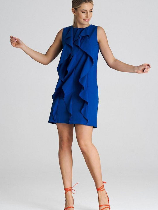 Figl Evening Dress with Ruffle Blue