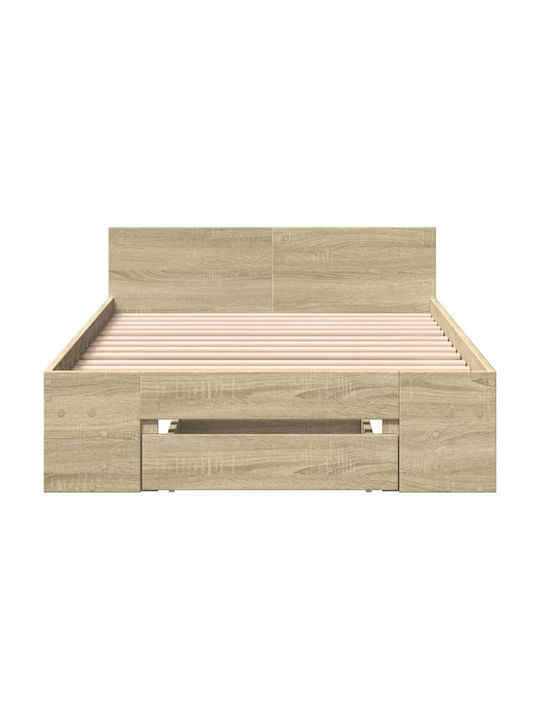 Ein Einzelbett Aus Holz Braune Mit Lattenrost Für Matratze 75x190cm