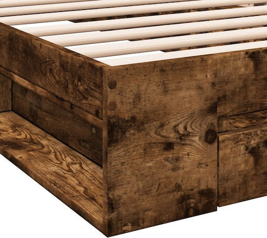 King Size Holzbetten Braune mit Lattenrost für Matratze 190x190cm
