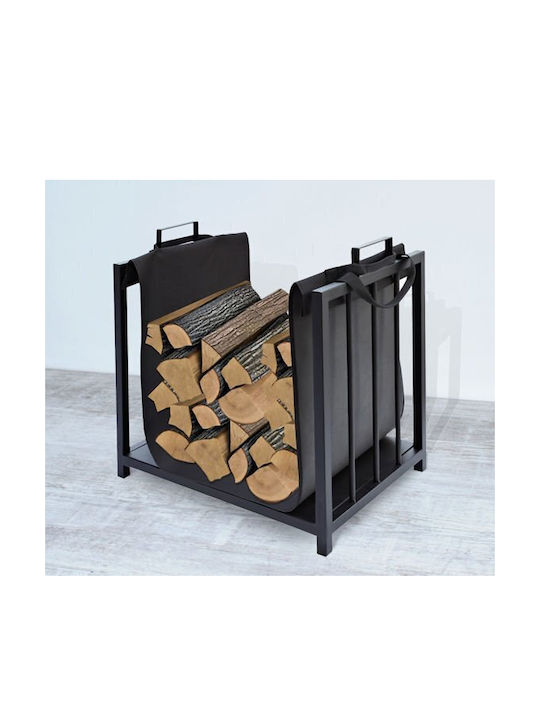 Μεταλλική Τσάντα Μεταφοράς Ξύλων 50.5x37x50cm Μαύρη