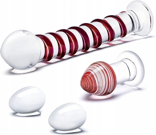 Glas Πρωκτικά Dildos Σετ Κόκκινα