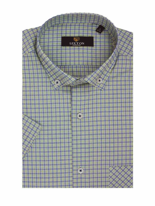 Lexton Men's Shirt Short Sleeve Checked Green