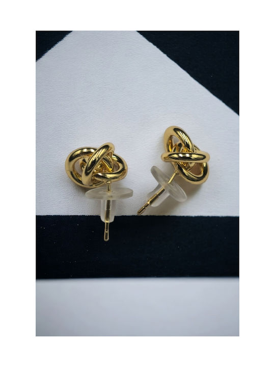 Gold Stud Earrings with Open Knot