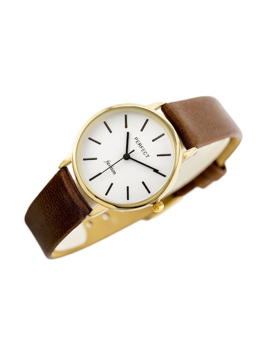 Perfect Watch with Brown Leather Strap