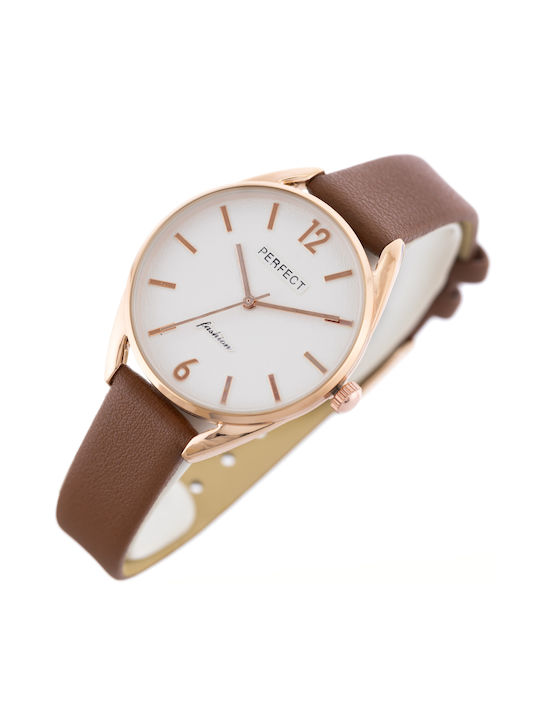 Perfect Watch with Brown Leather Strap