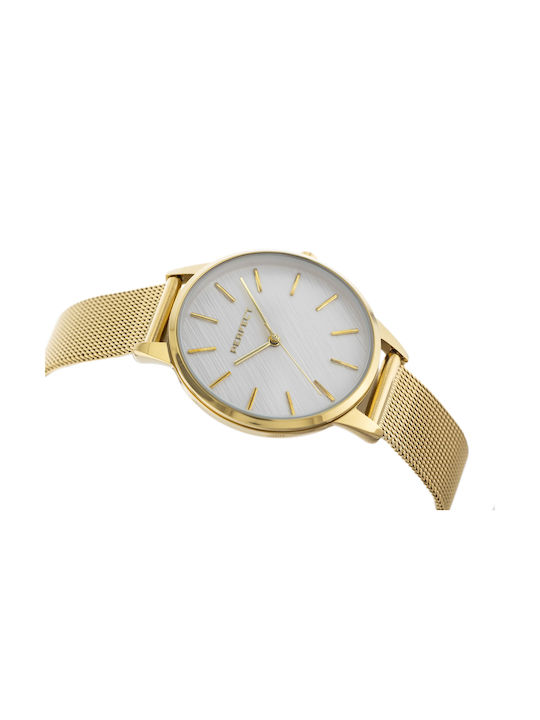 Perfect Damen Uhr mit Gold Metallarmband