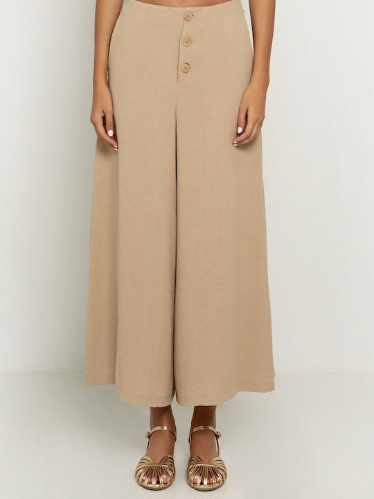 Toi&Moi Women's Culottes with Zip Beige