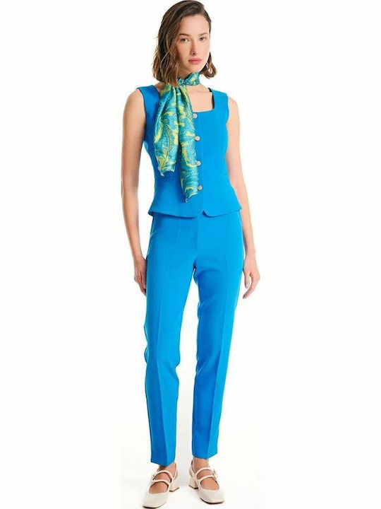 Damen Stoff Hose in Schlanker Passform Blau