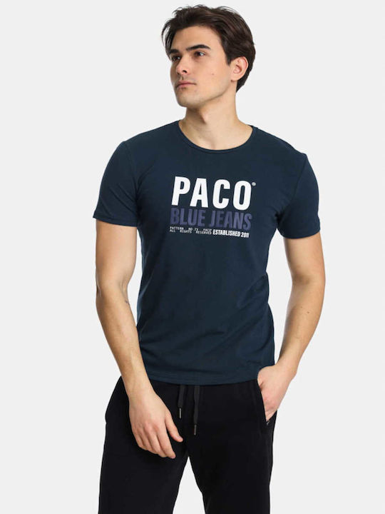 Paco & Co Herren T-Shirt Kurzarm Marineblau