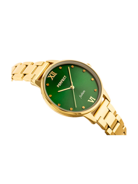 Perfect Damen Uhr mit Gold Metallarmband