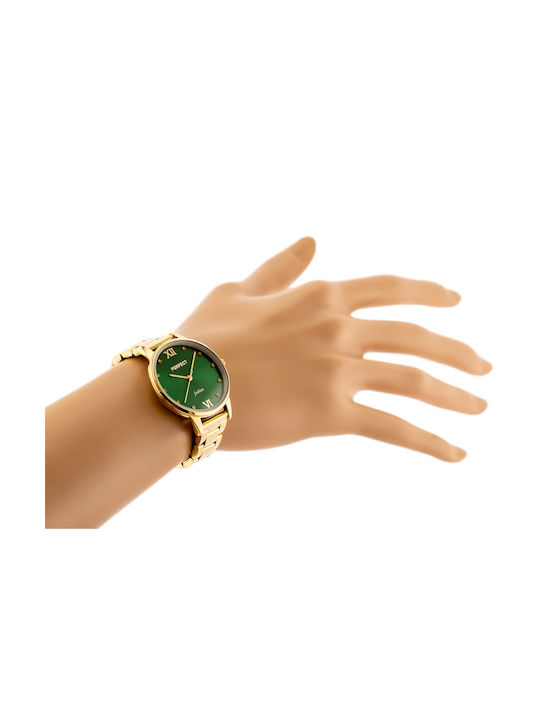 Perfect Damen Uhr mit Gold Metallarmband