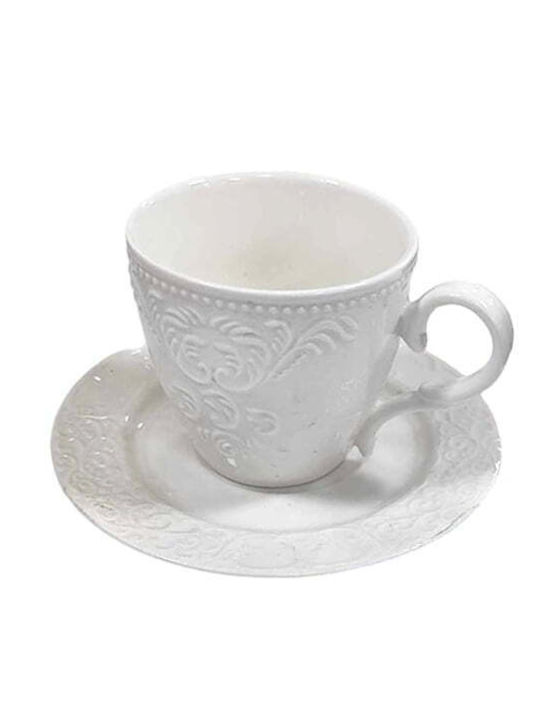 Cup Saucer Set Căni Maro din Porțelan Maro 6buc