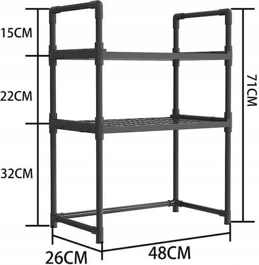 Metal Microwave Oven Stand 48x32x71cm Black