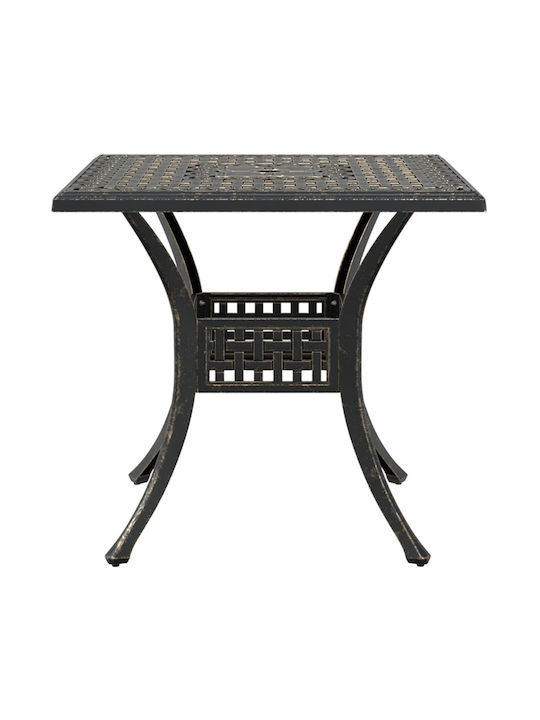 Outdoor Dinner Aluminum Table Bronze 80x80x75cm