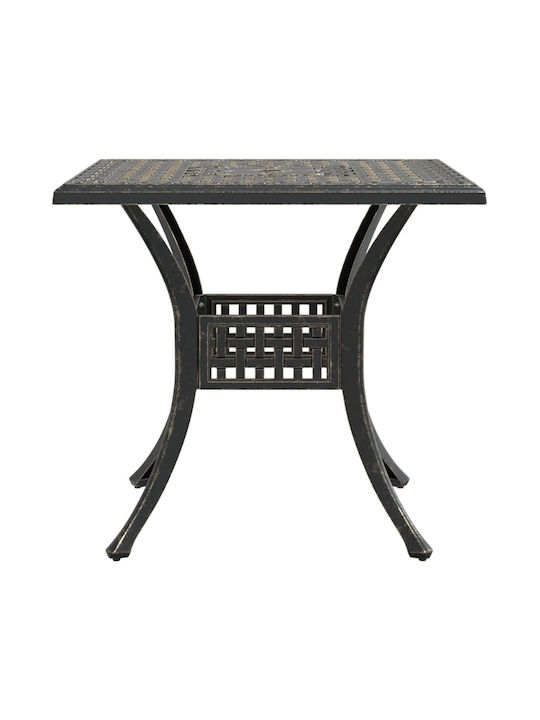 Outdoor Dinner Aluminum Table Bronze 80x80x75cm