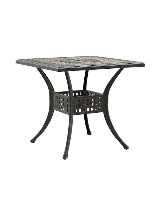 Outdoor Dinner Aluminum Table Bronze 80x80x75cm