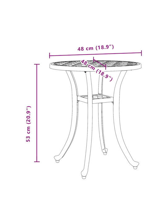 Sitting Room Outdoor Aluminum Table Bronze 48x48x53cm
