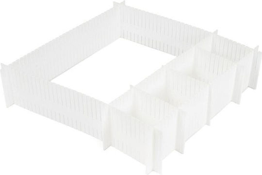 Compactor Plastic Organizator de sertare în Culoare Alb 44x10cm 6buc