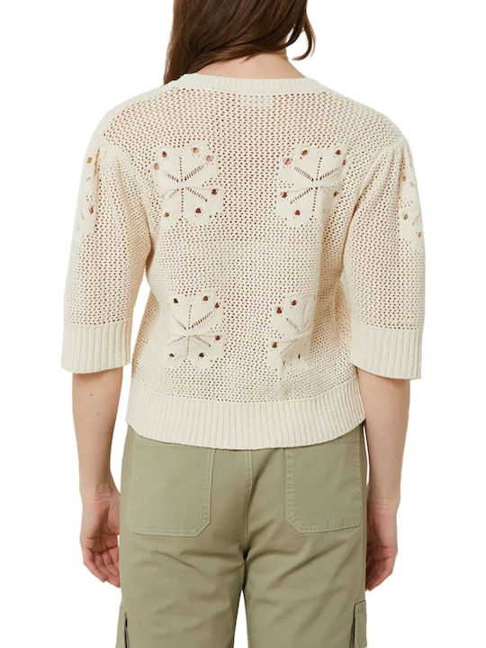 C'est Beau La Vie Women's Knitted Cardigan with Buttons Ecru