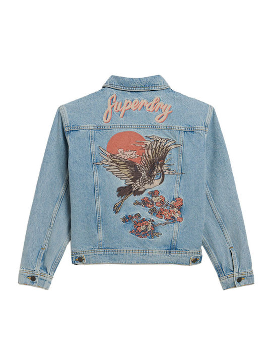 Women's Short Jean Jacket for Spring or Autumn Blue