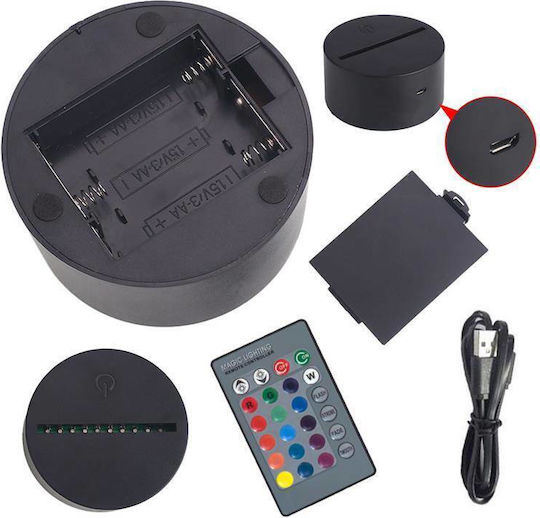 Декоративна Лампа 3D илюзия Черен