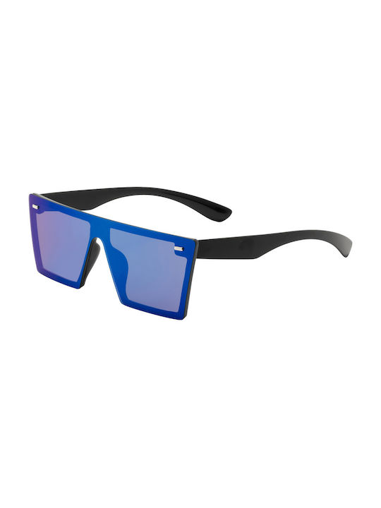 Sunglasses with Blue Plastic Frame and Blue Mirror Lens 02-1233-1