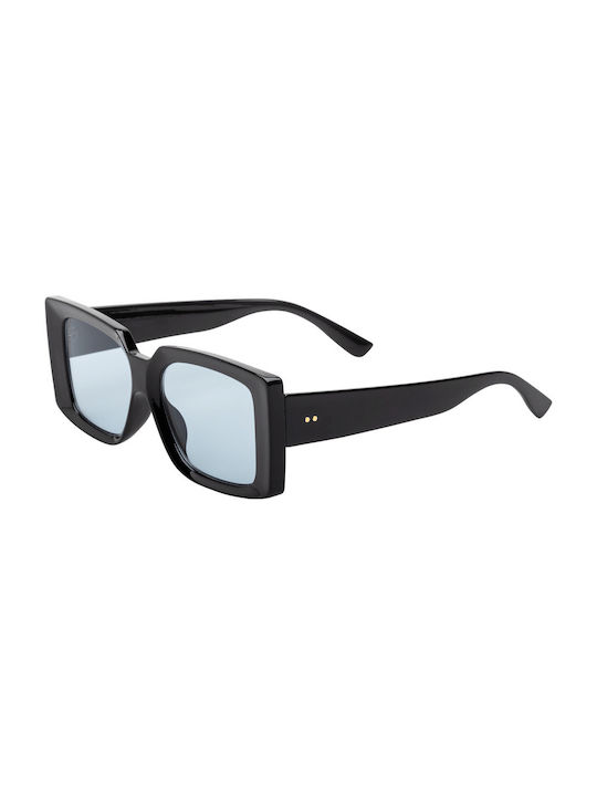 Sunglasses with Black Plastic Frame and Gray Lens 02-3204-Black-Light Blue