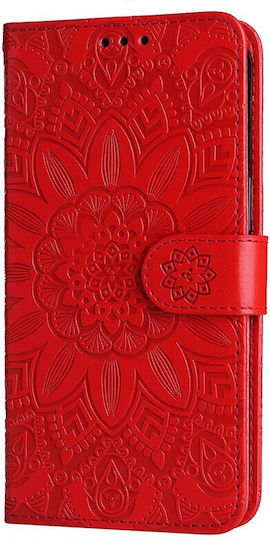 Embossed Sunflower Wallet Red (Honor 200 Lite 5G)